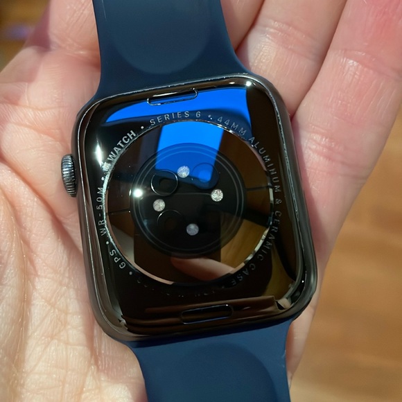 Apple Watch Series 6 GPS, 44mm Aluminum & Ceramic Case, Deep Navy Sports Band - Picture 10 of 11